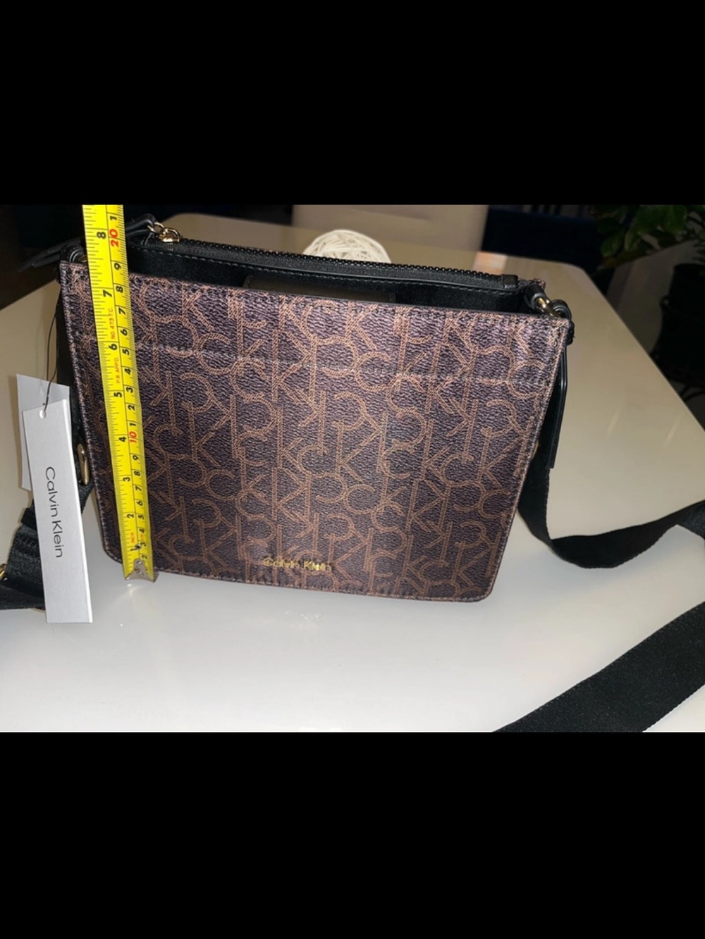 Calvin Klein Monogram Brown Crossbody with Adjustable Black Strap - Picture 6 of 6
